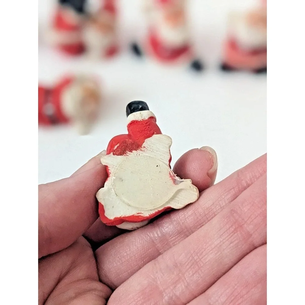 Vintage Miniature Tumbling Santas Figurine Set Acrobatic Christmas Decor Kitschy